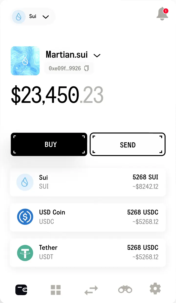 Self-custodial token storage in Martian Wallet
